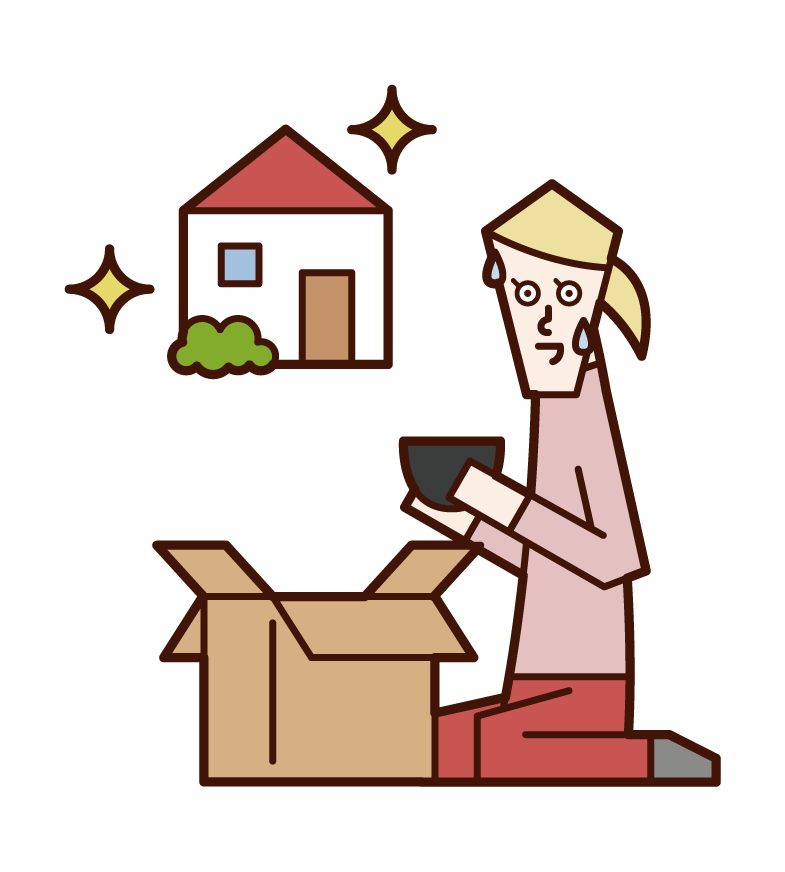 Illustration of a woman preparing to move