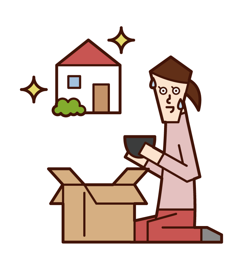 Illustration of a woman preparing to move