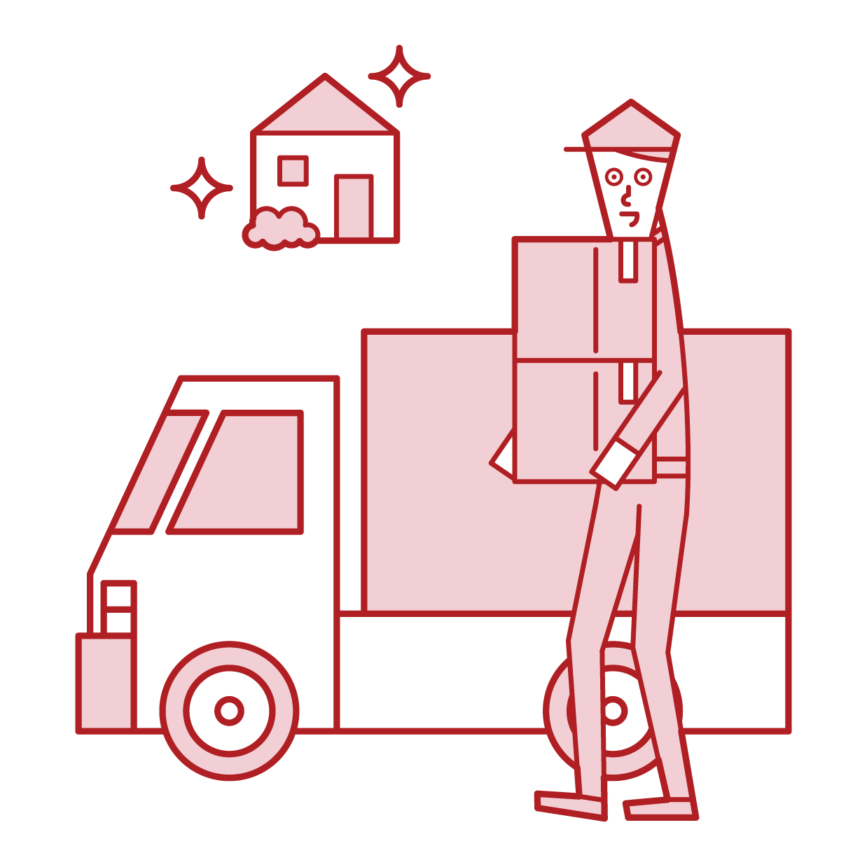 移動承包商（男性）的插圖