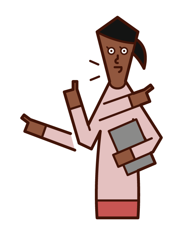 Illustration of a person (female) who gives instructions