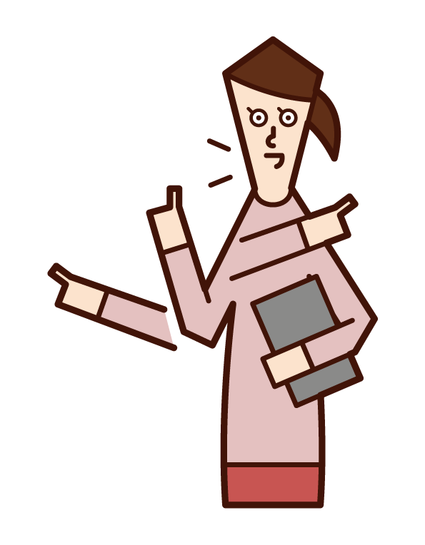 Illustration of a person (female) who gives instructions