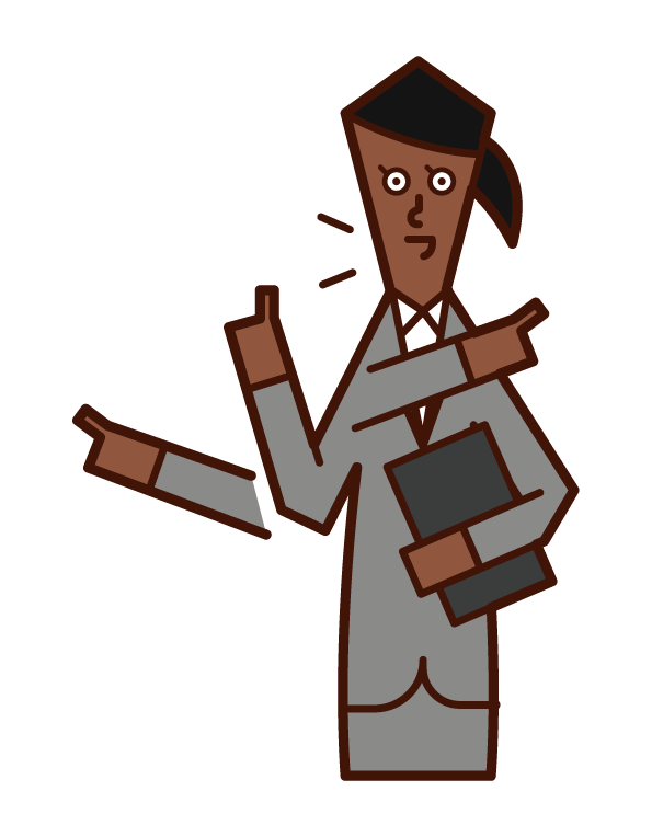 Illustration of a person (female) who gives instructions