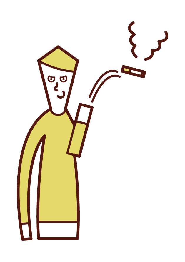 Illustration of a man littering a cigarette