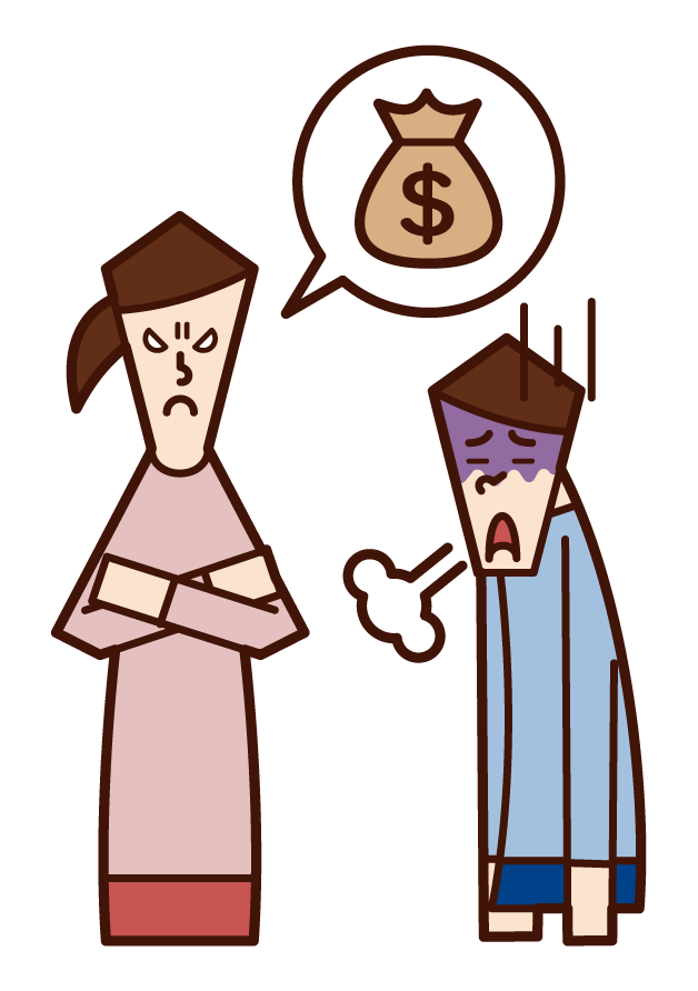 Illustration of a woman claiming alimony