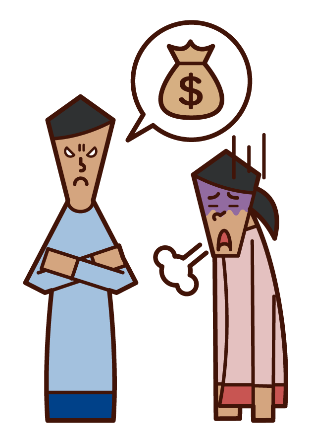 Illustration of a person (male) claiming alimony