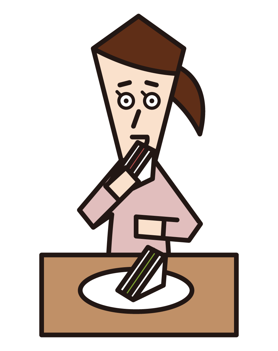 Illustration of a sandwich eater (female)