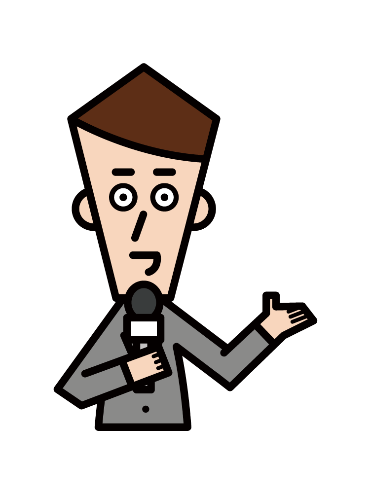 Illustration of newscaster announcer (male)