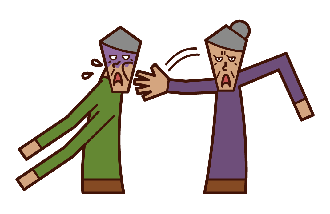 Illustration of a slap (grandmother)