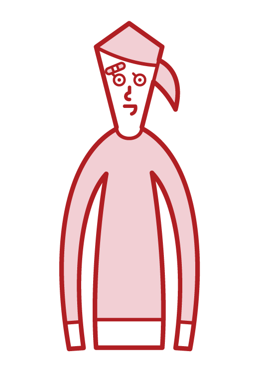 Illustration of a woman with a plaster on her forehead