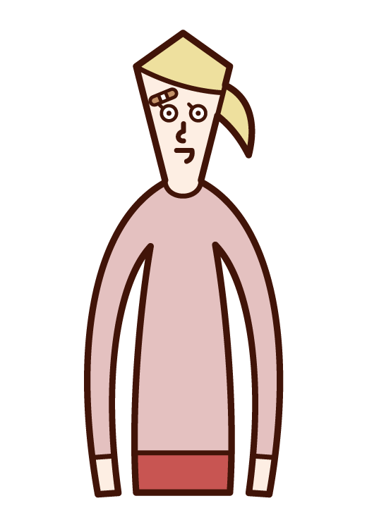 Illustration of a woman with a plaster on her forehead