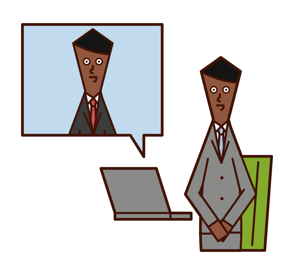 Illustration of a man who takes an online interview