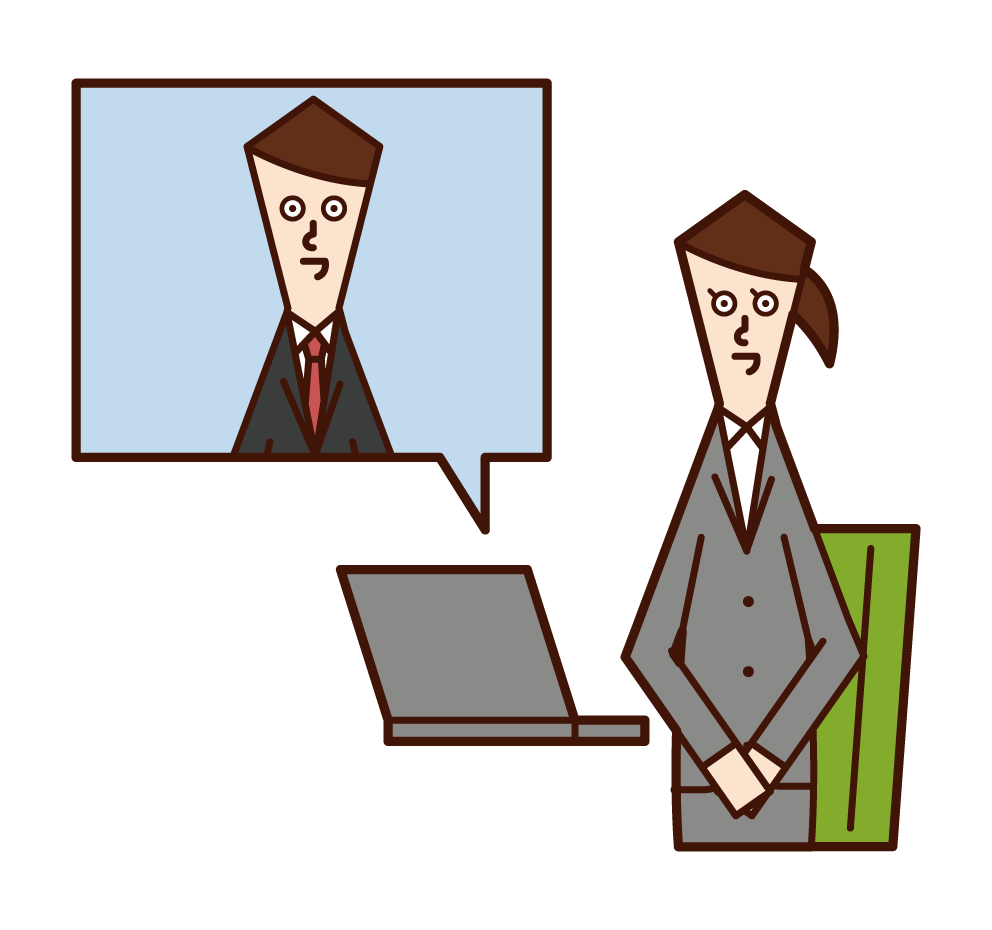 Illustration of a man who takes an online interview