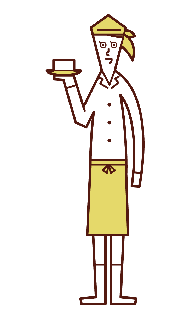 豆腐職人（女性）のイラスト