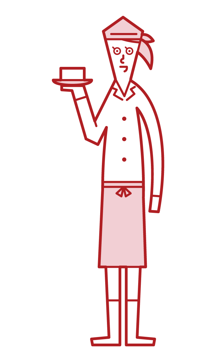 Illustration of a tofu craftsman (female)