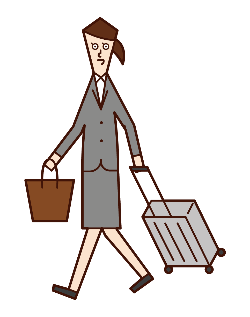 Illustration of a woman who goes on a business trip