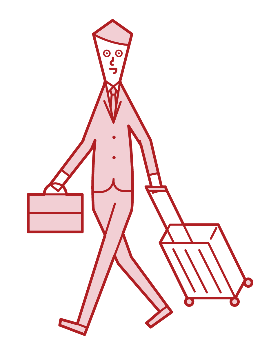 Illustration of a man who goes on a business trip