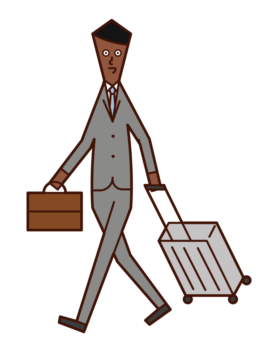Illustration of a man who goes on a business trip