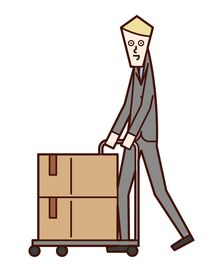 Illustration of a man carrying luggage in a trolley – Free illustrations  KuKuKeKe