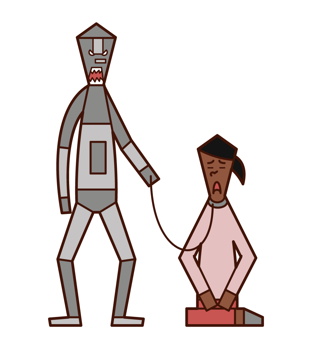 AIロボットに支配される人類（女性）のイラスト