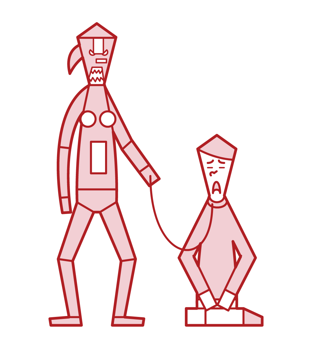AIロボットに支配される人類（男性）のイラスト
