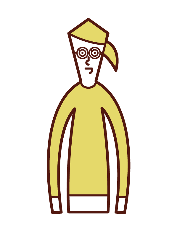 戴圓眼鏡的人（女性）的插圖