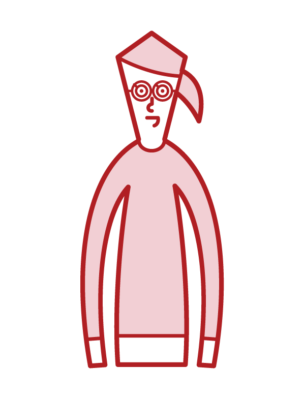 丸いメガネをかけた人（女性）のイラスト