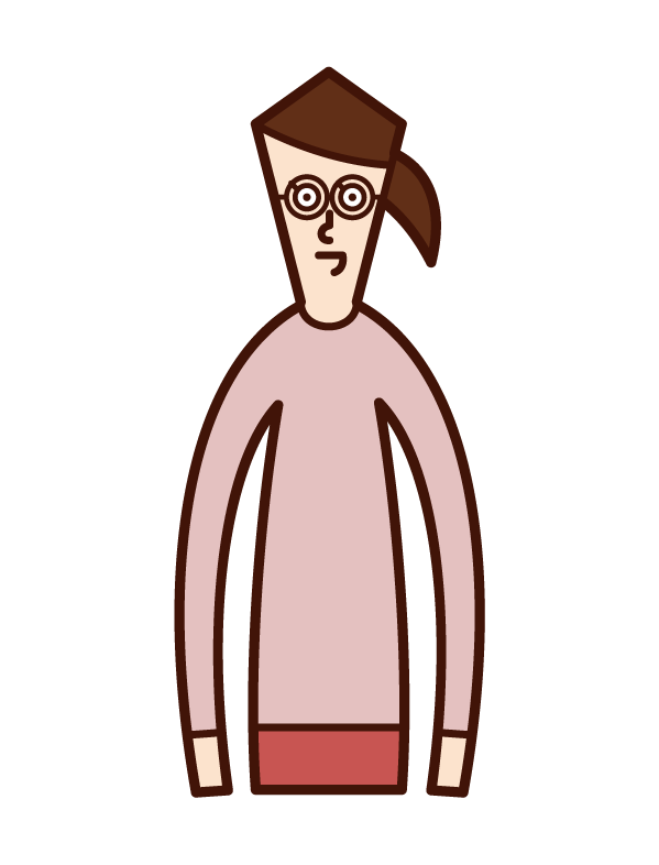 戴圓眼鏡的人（女性）的插圖