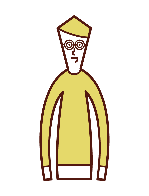 戴圓眼鏡的人（男性）的插圖