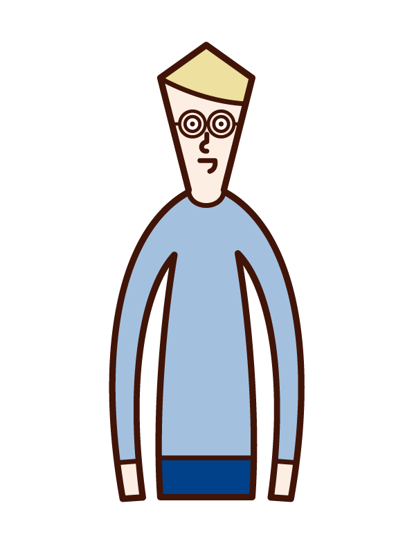 丸いメガネをかけた人（男性）のイラスト