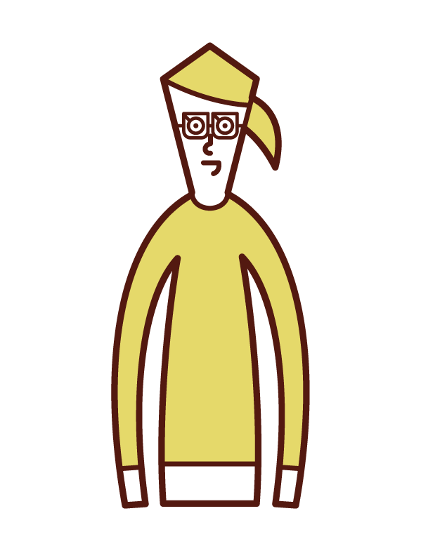 四角いメガネをかけた人（女性）のイラスト