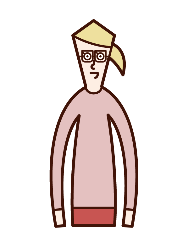 Illustration of a woman wearing square glasses