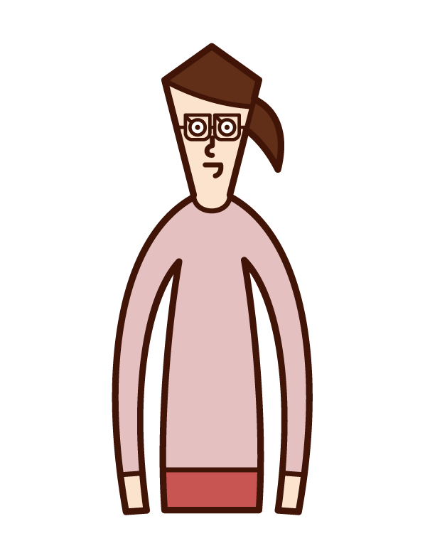 戴方形眼鏡的人（女性）的插圖