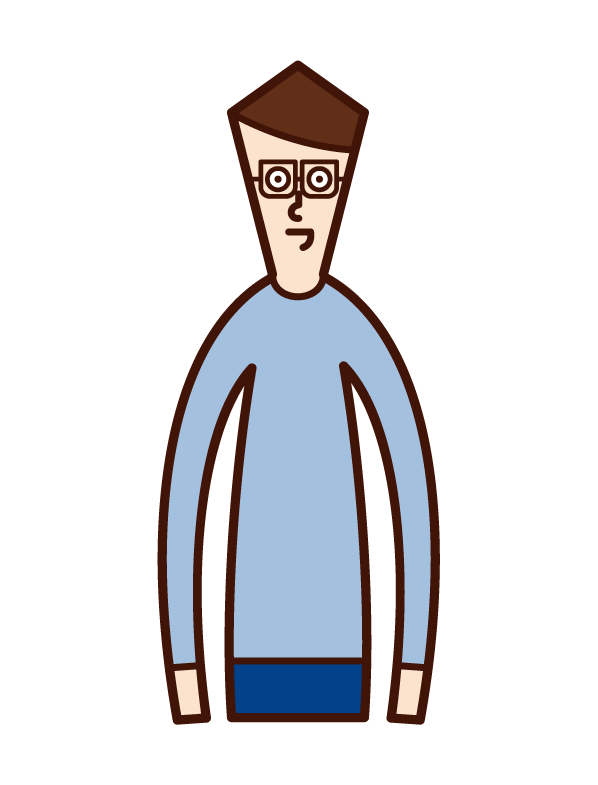 四角いメガネをかけた人（男性）のイラスト