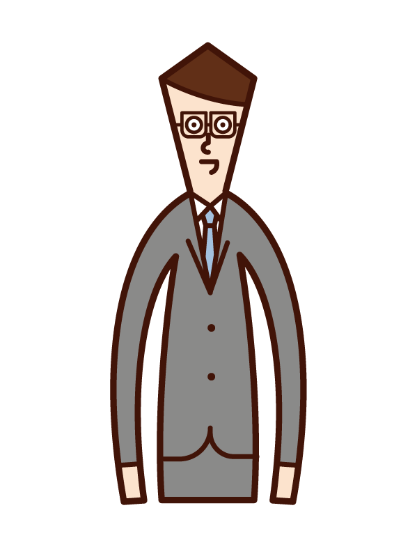 戴方形眼鏡的人（男性）的插圖