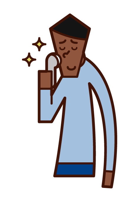 Illustration of a man using a facial device