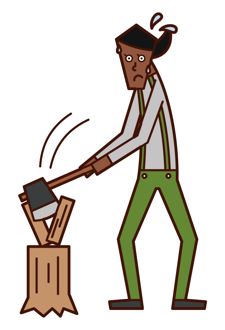 Illustration of a woman who breaks firewood