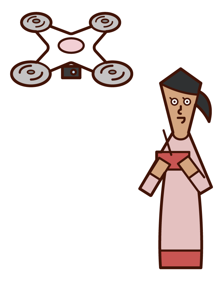 Illustration of a woman flying a drone