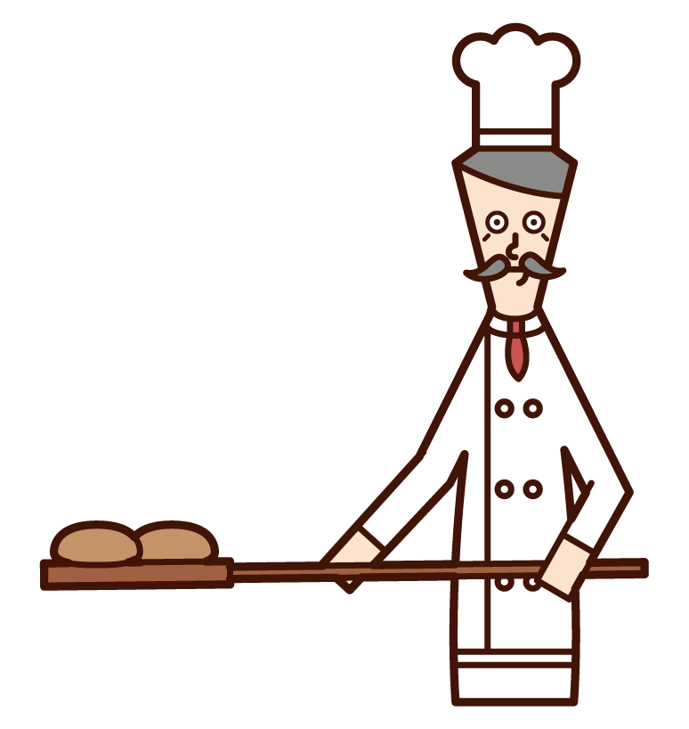 烘焙麵包的麵包師（女性）插圖