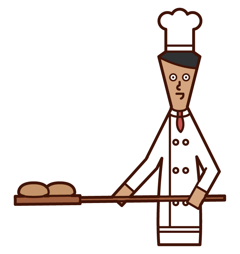 烘焙麵包的麵包師（男性）的插圖
