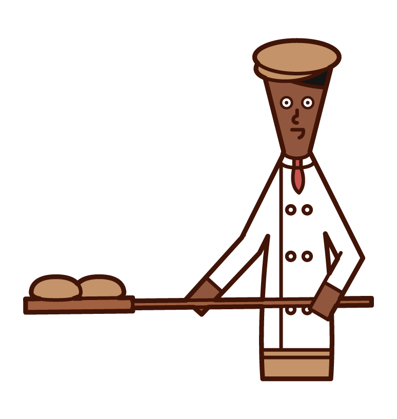 烘焙麵包的麵包師（男性）的插圖
