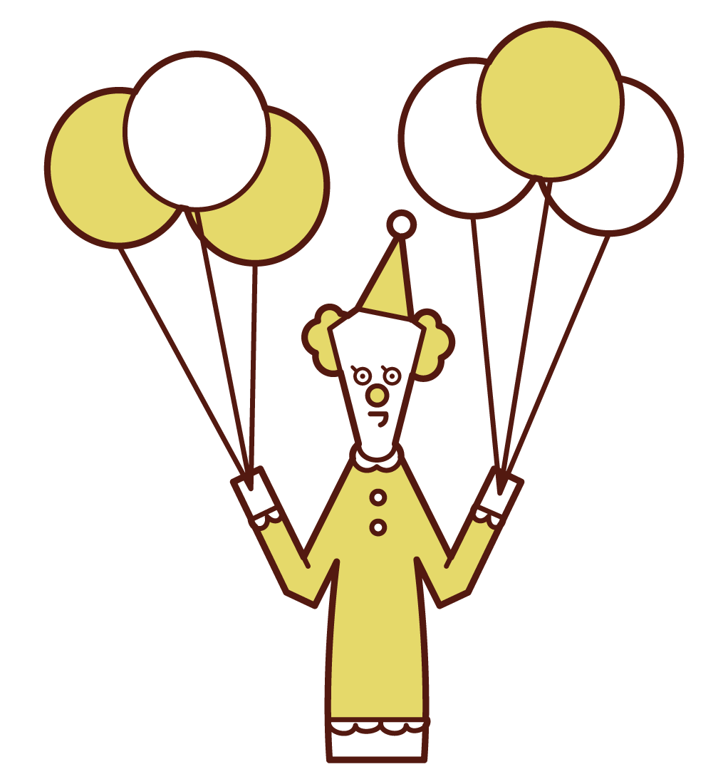 Clown illustration with balloons