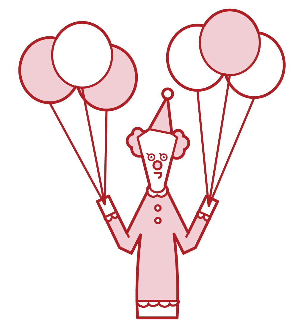 Clown illustration with balloons