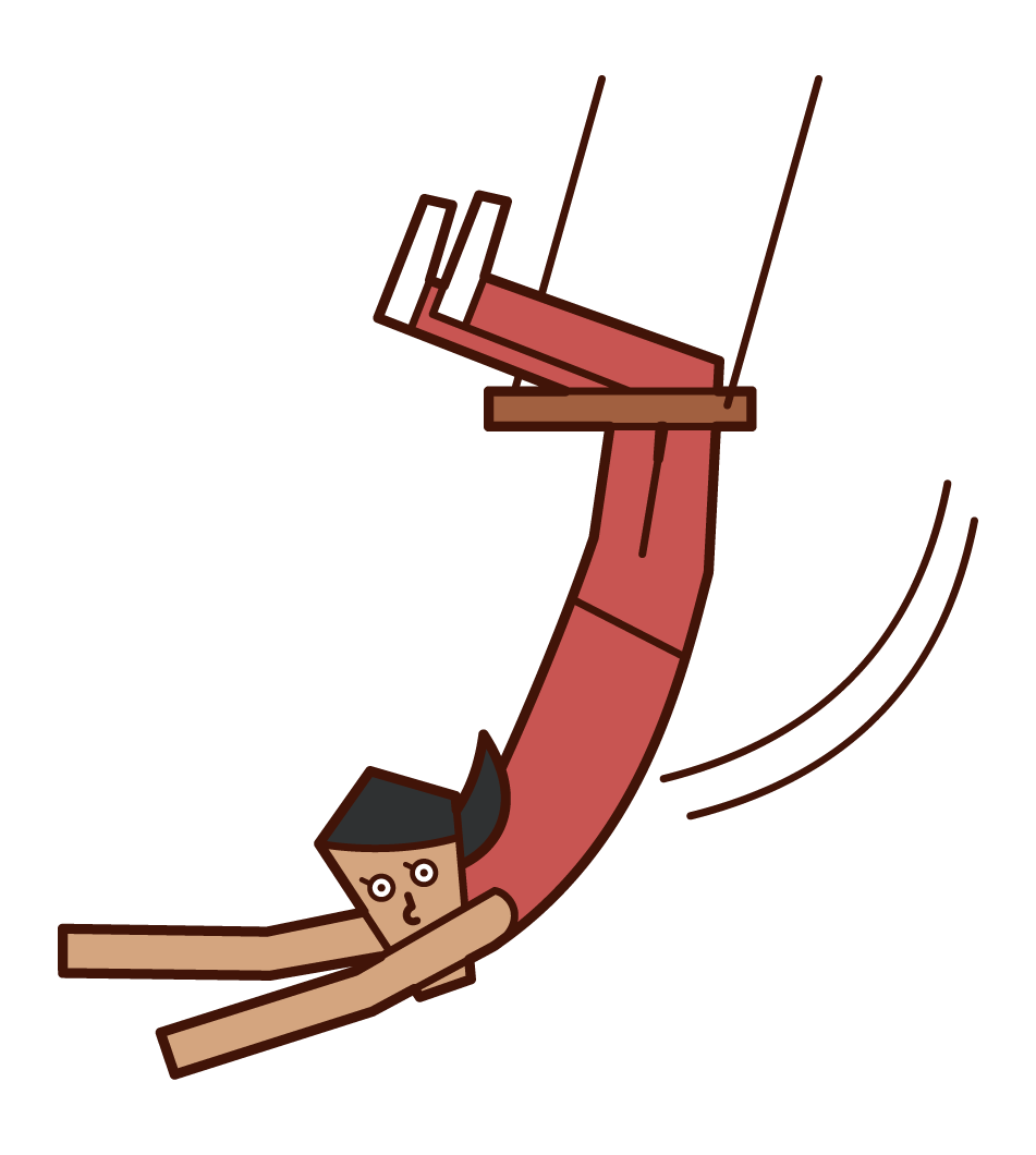 空中ブランコをする人（女性）のイラスト