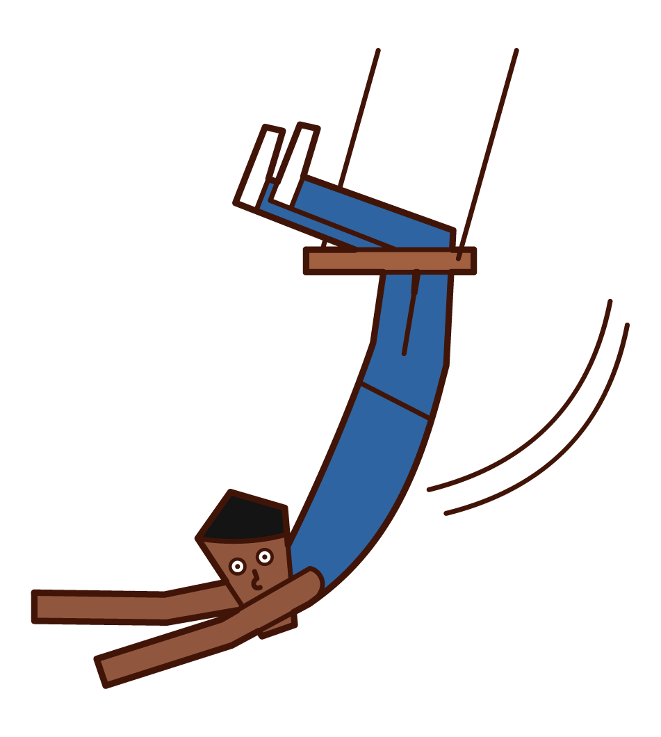 空中ブランコをする人（男性）のイラスト
