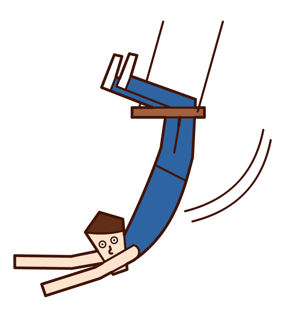 空中ブランコをする人（男性）のイラスト