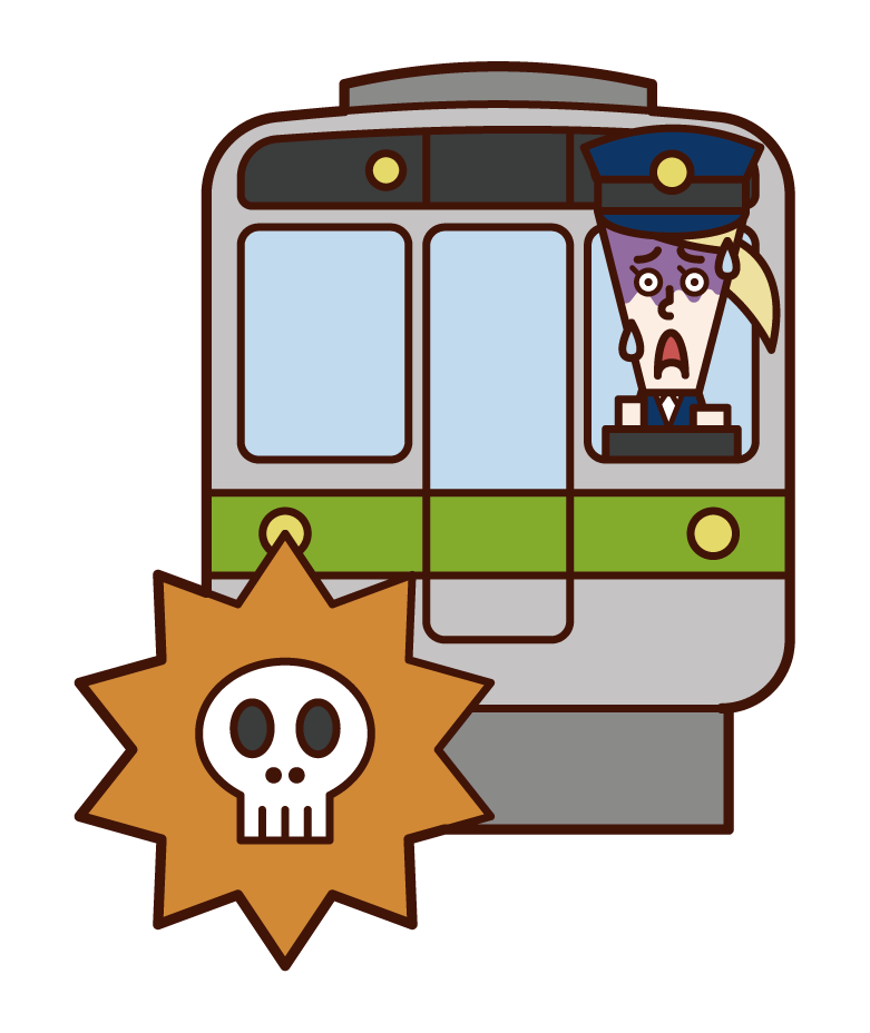 Illustration of a train accident (female)
