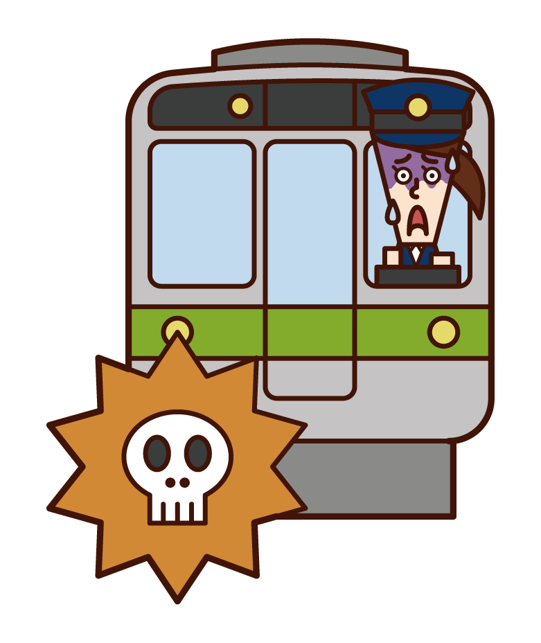 電車の人身事故（女性）のイラスト