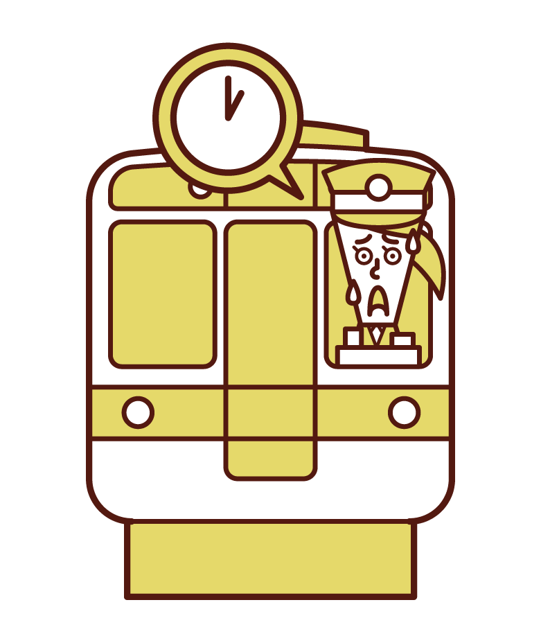 Illustration of a delayed train (woman)