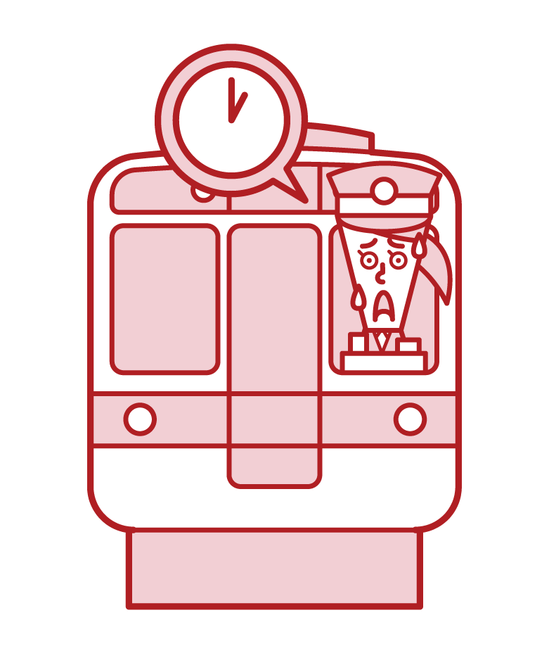 Illustration of a delayed train (woman)