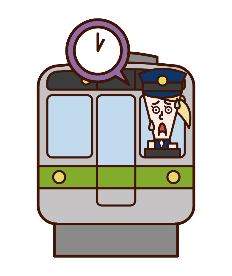 火車晚點（女性）的插圖